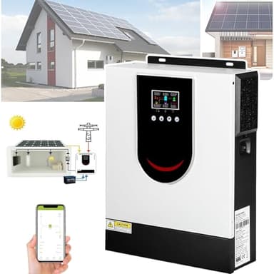 SNBGRYE Onduleur Solaire Hybride (1000-10200W), Onduleur à Onde SinusoïDale Pure 12V 24V 48V à Usage Domestique, éCran LCD, avec ContrôLeur De Charge Mppt 40/80/120/160A,DC24V-1500W