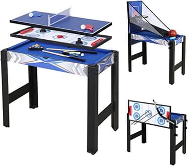 HLC Table Multijeux Enfant 5 en 1 - avec Snooker, Tir à l'arc, Hockey, Tennis De Table, Basket-Ball pour Famille, Parent-Enfant, Jeux De Table Interactifs (92 * 46 * 73cm)