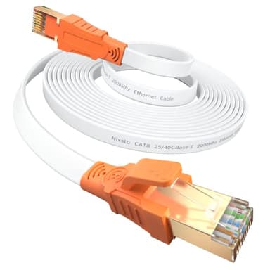 Câble Ethernet 0.5 m/1m/3 m/5m/10m/15m/20m- Cat 8 Câble de Réseau Grande 40 Gbps 2000 MHz,Câble Internet Plat avec Connecteur RJ45 Pour Routeur,Modem,Switch,PS3,PS4,,Plus Rapide que les Cat6/Cat7