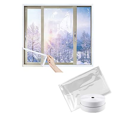 LIBRNTY Film isolant pour fenêtre, intérieur résistant à la chaleur,kit isolant pour porte et fenêtre,Film de survitrage thermo Cover transparent1.2m x 2m,Essentiel d'hiver (120cmX200cm)