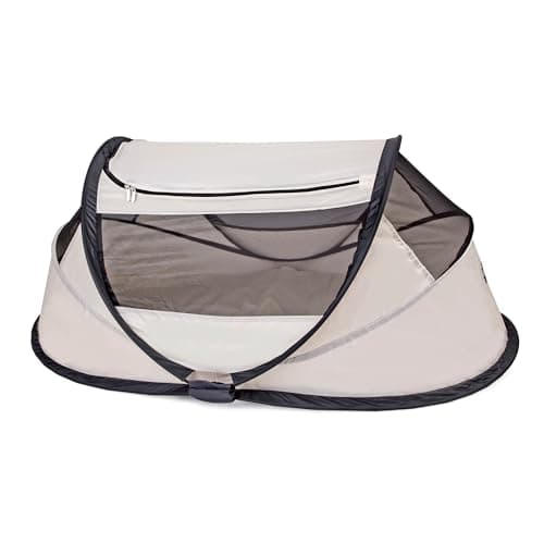 DERYAN Travel Cot lit de Voyage - BabyBox - Pop up - Léger, Compact et Pliable - Déplié en Seulement 2 Secondes - avec moustiquaire et Sac de Transport - Crème