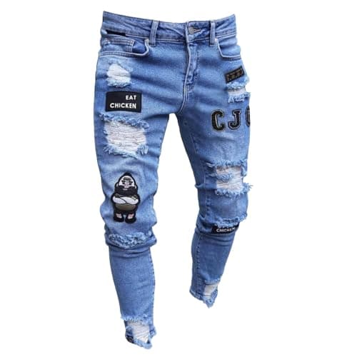 Jeans Coupe Droite Pour Hommes Coupe Slim Chino De Base Occasionnels Pantalon Extensible Pantalon Long Slim Dechiré Jean Fashion Pantalons Jeans Homme Taille Elastique