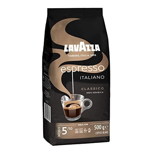 LAVAZZA - Espresso Italiano Classico, Café en Grains, Idéal pour la Machine Automatique, avec Notes Florales et Fruitées, 100% Arabica, Équilibré et Aromatique, Intensité 5, Torréfaction Légère, 500 g