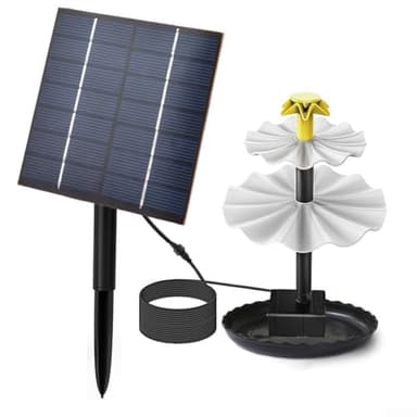 Pompe à fontaine solaire, 2,5 W 7 V, pompe à eau solaire d'extérieur avec 9 têtes de buse, étanche IP68, débit d'eau à 3 couches pour bains d'oiseaux, jardins, patios
