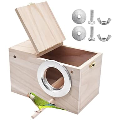 Qixuer 1 Pièces Bird House Elevage Boîte, Boîte de Nids d'oiseaux en Bois Boîte de Nids d'oiseaux pour Perruches Calopsittes Boîte de Cage de Volière pour Conake Perch Inséparables Cockatiel