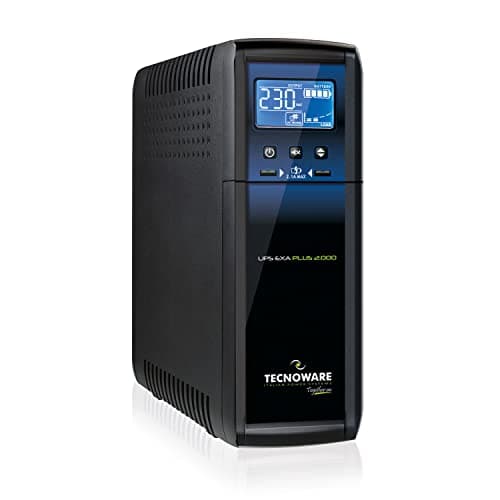 Tecnoware UPS EXA PLUS 2000, Onduleur 2000VA, Protection contre coupures de courant pour PC professionnel, Console de jeu, Silencieux, AVR, USB, Autonomie 20min pour le jeu sur PC - 50min pour Console