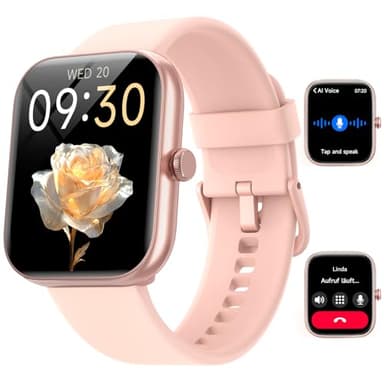 Montre Connectée Femme pour Samsung,iPhone,Android,1.91" Montre Connectée Femme avec Appel Bluetooth,Voix de l'IA,Alexa intégrée,Smartwatch Moniteur de SpO2,Sommeil,Podometre,Calories,IP68-Rose