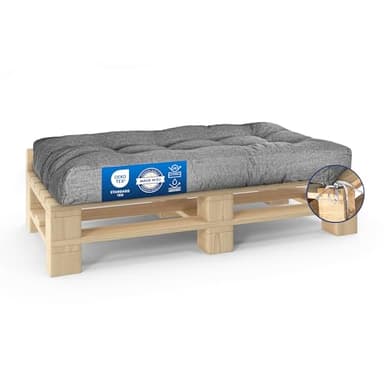 MKS Coussin palette 120x80 cm | Coussin pour palette exterieur impermeable avec sangles | Matelas palette confortable pour canapé balcon jardin | Coussin canapé palette pour l'intérieur et l'extérieur