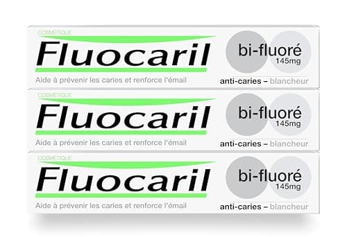 FLUOCARIL - Dentifrice Anti-Caries Bi-fluoré 145mg - Email renforcé et dents fortes - Aide à prévenir les caries et restaurer la blancheur naturelle (lot de 3x 75ml) (L'emballage peut varier)