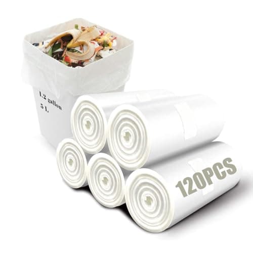 120 Organiques Sac Poubelle 6 Litres, Biodégradables Sacs Poubelles, Sac Compostable 100% recyclés Petit Sac Poubelle pour Cuisine, Salle de Bain, Bureau