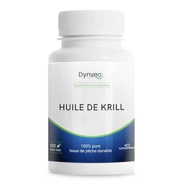 Huile de Krill Pure Superba Boost™ 590mg - Oméga-3 Phospholipidiques & Astaxanthine - Haute Biodisponibilité - 60 Gélules Licaps® - Issue de pêche écoresponsable et durable - Dynveo