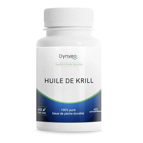 Huile de Krill Pure Superba Boost™ 590mg - Oméga-3 Phospholipidiques & Astaxanthine - Haute Biodisponibilité - 60 Gélules Licaps® - Issue de pêche écoresponsable et durable - Dynveo