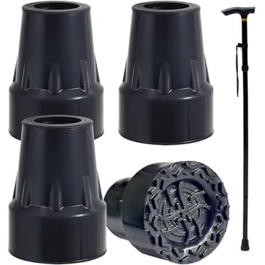 Embout Canne de Marche,4 Pièces Embouts Béquilles Professionnels Antidérapants 19 mm Pointes en Caoutchouc Rechange en Embout Baton de Marche pour Cannes,Annes de Marche,Bâtons de Randonnée
