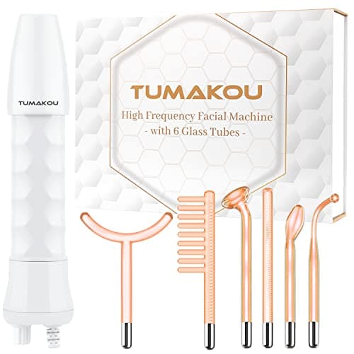 TUMAKOU Appareil Haute Frequence Esthetique Néon 6 en 1 - Appareil Visage Anti Ride - pour Soins pour le Visage,Traitement de l'acné,Réduction des Rides,Follicule Capillair,Raffermissement de la Peau