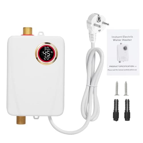 Mulcort Chauffe-eau instantané 3500W 220V blanc Mini chauffe-eau instantané sans réservoir salle de bain cuisine lavage avec affichage numérique de la température pour RV cuisine salle de bain