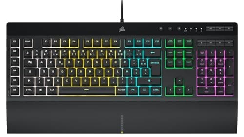 CORSAIR K55 RGB PRO Clavier de Jeu Filaire à Membrane – IP42 Résistant à la Poussière et Aux éclaboussures – 6 Touches Macro Intégration Elgato – Compatible iCUE – AZERTY FR – PC, Mac, Xbox – Noir