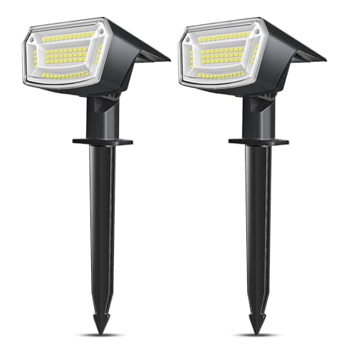 EXTRASTAR Lampe Solaire Exterieur LED, Lot de 2 spots solaires d'extérieur à 59 LED, 4 modes d'éclairage solaire de jardin, étanche IP65, pour cour, patio, arbres, allée (blanc froid 6500 K)
