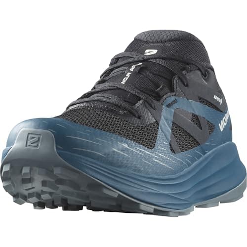 Salomon Ultra Flow Gore Tex Chaussures Imperméables de trail pour Homme, Résiste aux intempéries, Amorti adapté à la route comme aux sentiers, Conçue pour les terrains variés, Black, 44