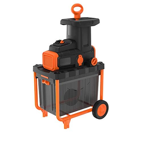 BLACK+DECKER Broyeur de Végétaux Filaire 2800W, Capacité de broyage 45 mm, Bac collecteur 45 L, Coupe et Broyage par Couteaux Rotatifs, Déchets Réduits de 75%, Silencieux, BEGAS5800-QS Orange