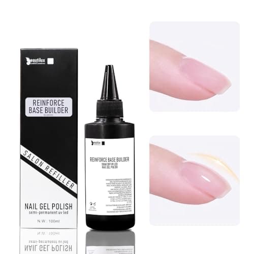 Beautilux 5 en 1 Gummy Base Pose Americaine, 100ml Clear Gummy Base Gel pour Americaine Capsules, Colle de Décorations, Renforcement, Nail Extensions