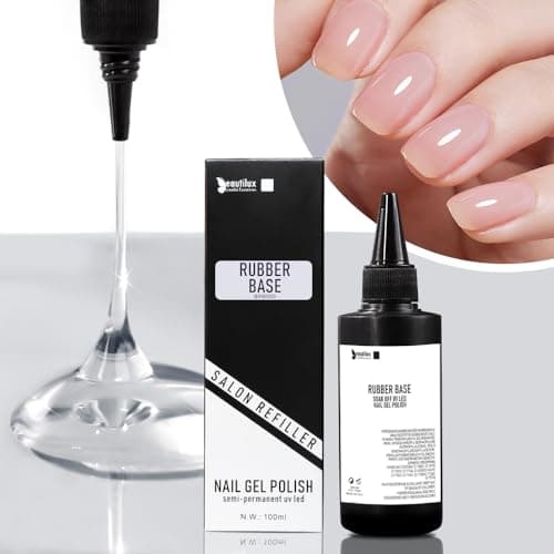 Beautilux Rubber Base, 100ml Transparent Rubber Base Coat, Pose Américaine, Renforcement et Réparation de Manucure pour Manucure DIY Home