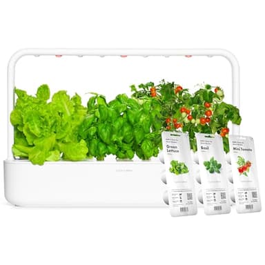 Click & Grow Smart Garden: Potager Intérieur Connecté Avec 9 Capsules Prêtes à Pousser, Éclairage et Arrosage Automatiques, Plus Facile que la Culture Hydroponique, Blanc