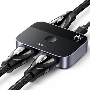 UGREEN Switch HDMI 2.1 8K 60Hz Commutateur 2.0 2 Entrées 1 Sortie 4K 120Hz 1080P HDR CEC 3D Dolby Atmos Compatible avec PC PS5 PS4 Slim Xbox One 360 Série X S DVD TV Box Moniteur Projecteur