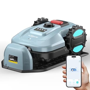 YARDCARE E400 Robot Tondeuse, Contrôle Via Application, Jusqu’à 400 m², Recharge Automatique, Capteur de Pluie, Moins de 60 DB, Largeur de Coupe 18 cm, Hauteur Réglable 20–60 mm