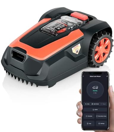 OKAYBOT Robot Tondeuse Jusqu'à 1400 m², Pente de 47%, Hauteur de Coupe 25-65mm, Contrôle Via App, Capteur de Pluie, Évitement Intelligent des Obstacles (avec Fil périphérique)