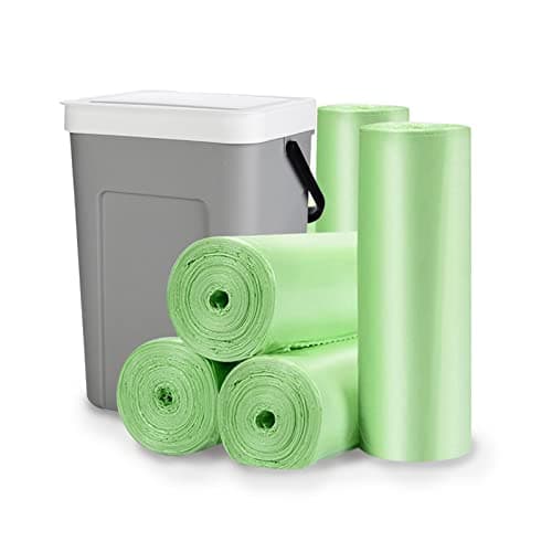 Vosyinm Lot de 120 petits sacs poubelle biodégradables de 4 litres, sacs poubelle pour cuisine, salle de bain, bureau, sacs à compost, robustes, recyclables, dégradables (vert)