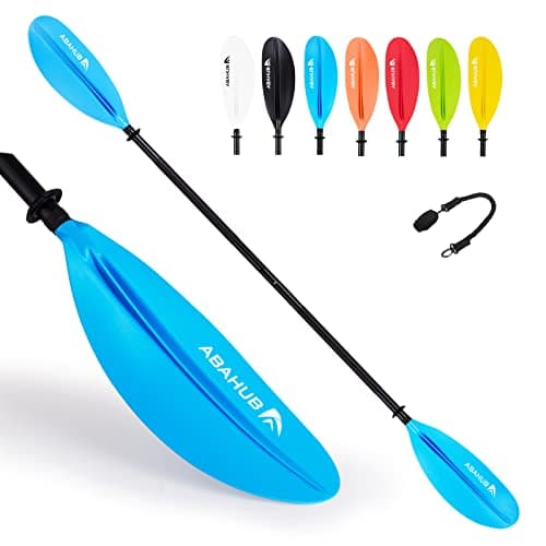 Abahub 218/230/241cm Pagaie Kayak Rame Double Paddle Aluminium avec Paddleline pour Kayak Aviron Bateau Canoë,Tige en Alliage d’Aluminium, Lames en Plastique Noir/Blanc/Rouge/Bleu/Vert/Orange/Jaune