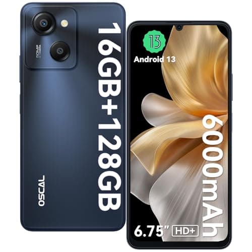 OSCAL Modern 8 Telephone Portable 6000mAh/18W, Écran 6,75" HD+ 90Hz Smartphone, 16Go+128Go/TF 1To Smartphone Pas Cher, 50MP+8MP, Android 13, 4G Dual SIM/Octa Core/Fingerprint/GPS/OTG/2Ans Garantie