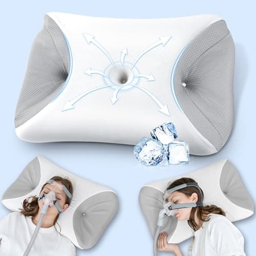 HOMCA Oreiller CPAP en Mousse à Mémoire de Forme Réduit la Pression du Masque Facial et Les Fuites d'air, Oreiller pour Dormir sur Le Côté pour Tous Les Masques CPAP, avec Taie d'oreiller Fraîche