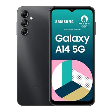 Samsung Galaxy A14 5G, Téléphone mobile 64 Go Noir, Smartphone Android sans carte SIM, Version FR