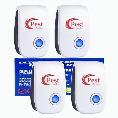 Répulsif Ultrason Anti-Rongeurs Insectes, 4 pcs Ultrason Anti Moustique Ultrason Souris et Rats, Intérieur Répulsif Électronique Insectes pour Souris, Rats Fourmis Araignées Moustiques