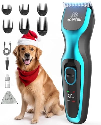 oneisall tondeuse silencieuse pour chiens, Tondeuse professionnelle pour chien/chat, tondeuse électrique pour animaux de compagnie avec un moteur puissant de 7000RMP, adaptée aux poils épais/matiqués