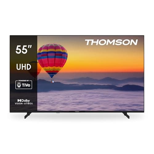 THOMSON TV 55 Pouces 4K UHD Smart – Propulsé par TiVo OS, avec Triple Tuner (DVB-T-T2-C-S-S2), Wi-FI, Commande Vocale, HDR10, Dolby Audio, USB, HDMI – 55UT4S35