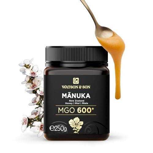 Watson & Son Miel de Mānuka MGO 600+ (250g) – Certifié 100% pur et brut – Mis en pot et scellé en Nouvelle-Zélande – Miel de Mānuka
