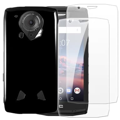 Lot de 2 Verres Trempés + Coque TPU Compatible avec Crosscall Trekker-X4, Ensemble Antichoc avec Protection d'Écran et Étui Souple (Noir)