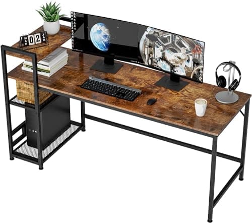 HOMIDEC Bureau d'ordinateur avec étagère pour Ordinateur Portable avec 4 étagères de Rangement pour la Maison, Le Bureau, la Chambre à Coucher
