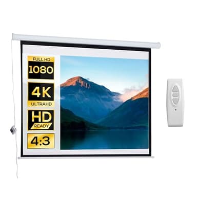 HOMCOM Écran vidéoprojecteur 84 Pouces, 4:3 4K HD écran de Projection motorisé et électrique, écran de Projection TV et Home cinéma, Montage Mural ou Plafond, Panneau de Commande et télécommande