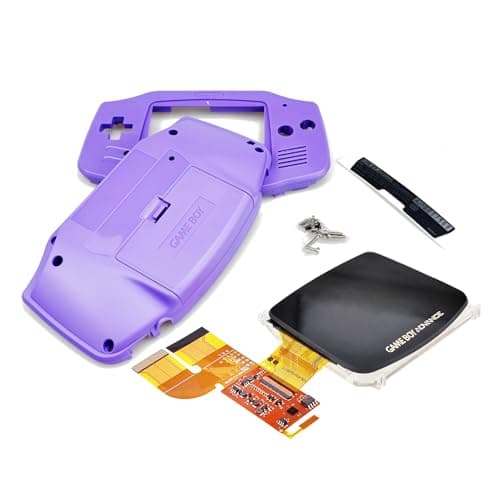 GBA V3 IPS Display Mod Kit de Mod Ecran Lumineux + Boîtier Violet Violet pour Console de Jeu Portable Gameboy Advance DIY 100% Ajustement complet Module LCD + Boîtier extérieur
