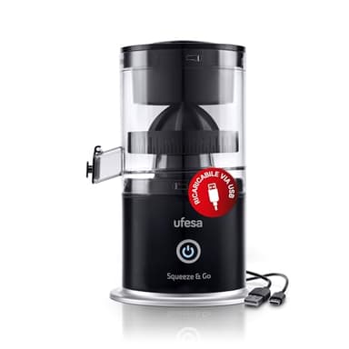 Ufesa Squeeze & Go,Presse-Agrumes Electrique,Inalambrique,Extracteur de Fruits Multifonctionel, Extracteur de Jus Portable, Rechargeable USB, Capacité de 220 ml, 45W Puissance, Sans BPA