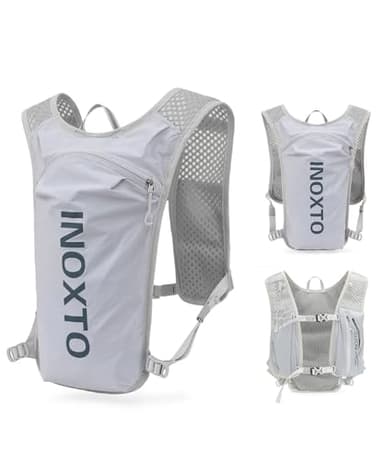 INOXTO Sac d'hydratation léger 5L,adapté à la randonnée en Plein air,Marathon, compétition Cycliste, Gilet d'hydratation d'alpinisme,Hommes et Femmes (Gris Clair, Normes)