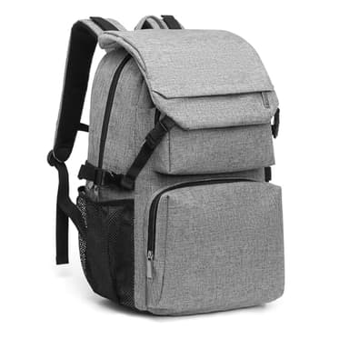 Kono Sac à Dos de Voyage 25L, Grand Sac d'École, pour Ordinateur Portable 15,6 Pouces, Sac à Dos Étanche et Léger pour Randonnée, Camping, Pique-Niques, Vacances, avec Multiples Poches (Gris)