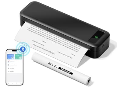 Imprimante Thermique Portable A4 sans Encre - Imprimante Bluetooth sans Fil 300 DPI Compatible avec iOS et Android - Mini Imprimante Petite 2600 mAh pour Papier Thermique 216/210/110/80/53mm -Noir