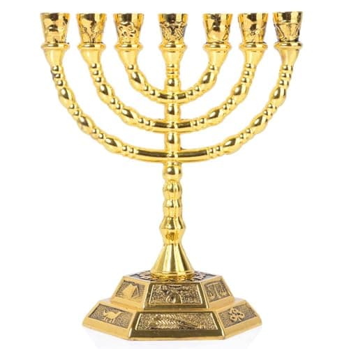 Hanoukka Menorah 7 Branch Gold Menorah Vintage Hanoukka DÉCORATIONS Cadeaux