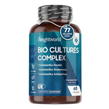 Probiotique Flore Intestinale 77 Milliards d'UFC Haute Dose - 20 Souches - 60 Gélules Vegan Probiotiques et Prébiotiques Lactobacillus Gasseri, Lactobacillus Rhamnosus, Bifidobacterium, Inuline, FOS.