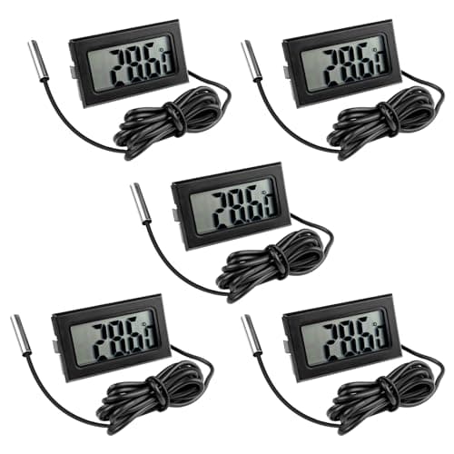 Gvolatee 5 Pièces Thermomètre Frigo Digital, Sonde Temperature Numérique avec Écran LCD, Thermomètre Température avec Sonde de Température Capteur Testeur pour Réfrigérateur Congélateur Aquarium