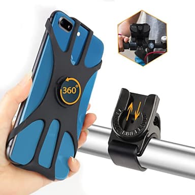 Support téléphone vélo Universel 360° Rotation Réglable Porte pour Guidons de Bicyclette/Moto Compatible avec iPhone, Samsung et 4,5-7,0 Pouces Smartphones (Noir-4)